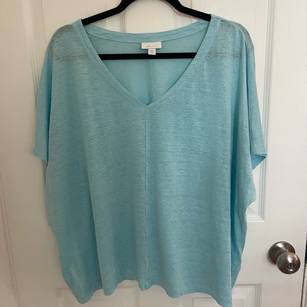 J. Jill Light Blue V-Neck Short Sleeve Tunic